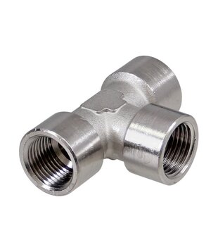Messing vernikkelde T-stuk 3/4" inwendig