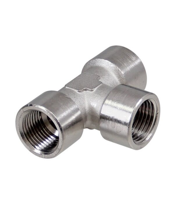 Messing vernikkelde T-stuk 3/4" inw.
