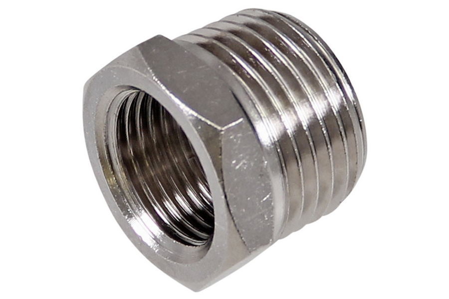 Messing vernikkelde verloop 1/2" uitwendig - 1/4" inwendig