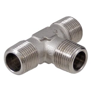 Messing vernikkelde T-stuk uitwendig