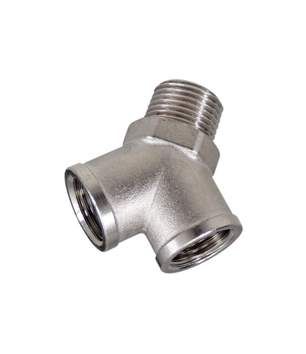 Messing vernikkelde Y-stuk 1/8" uitwendig - 1/8" inwendig (2x)