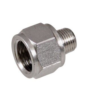 Messing vernikkelde  verloop 1/4" inwendig - 1/8" uitwendig