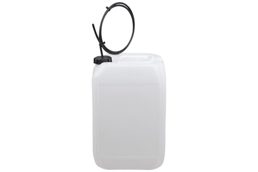 Jerrycan wit 25 liter met dop en slang (UN gekeurd)