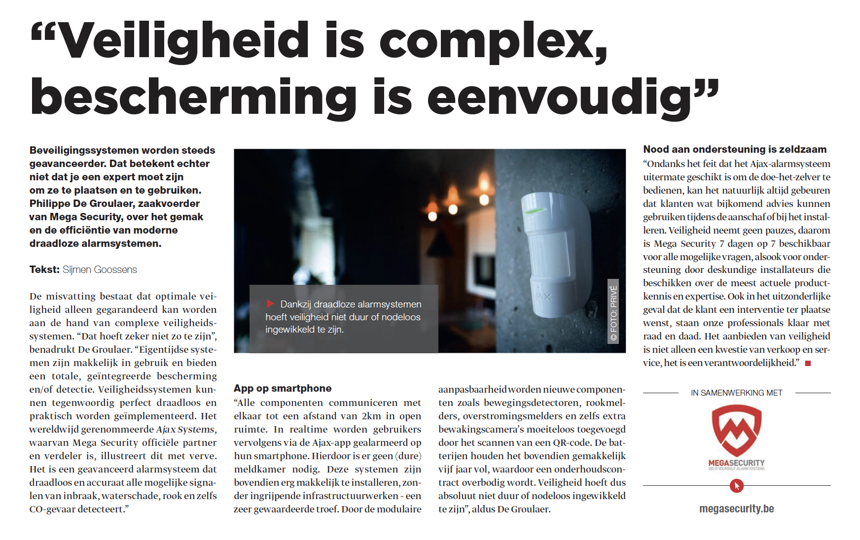 Mega Security aan het woord in De Standaard