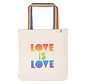 Grote biologisch katoenen tas Love Is Love – duurzame regenboog shopper van bio katoen