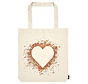 Grote katoenen tas Heartwarming – beige shopper met warme illustratie