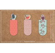 Magnetische boekenlegger Vogels set van 3