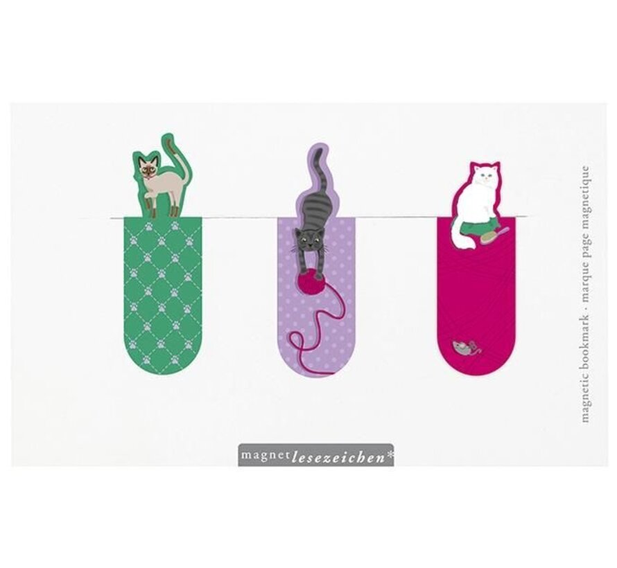 Magnetische boekenlegger Katten – set van 3 met kattenillustraties