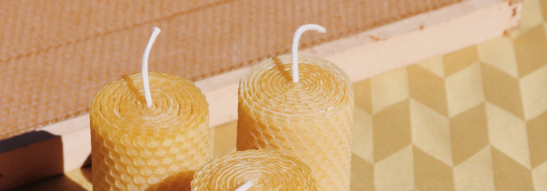 Set of 3 hand-rolled beeswax candles