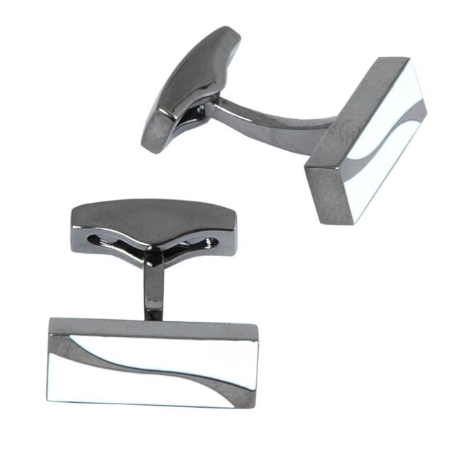 Volare Collection Manchettenknopfe Gunmetal Weis VC274