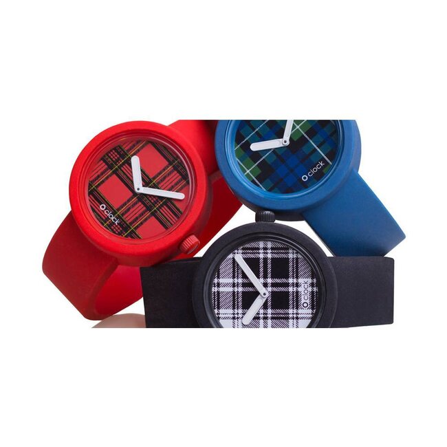 O clock o clock klokje Tartan blauw