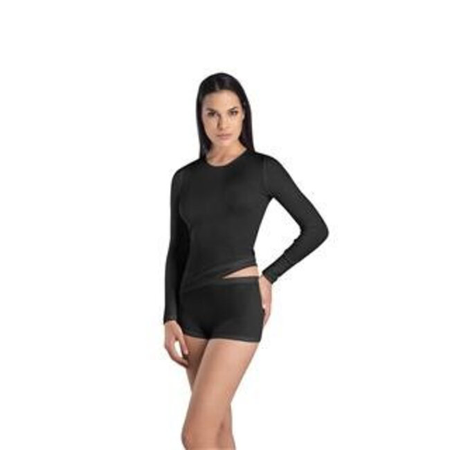 Hanro Damen·shirt·Rnek·l/slv·Hanro·Woolen Silk·schwarz-71409