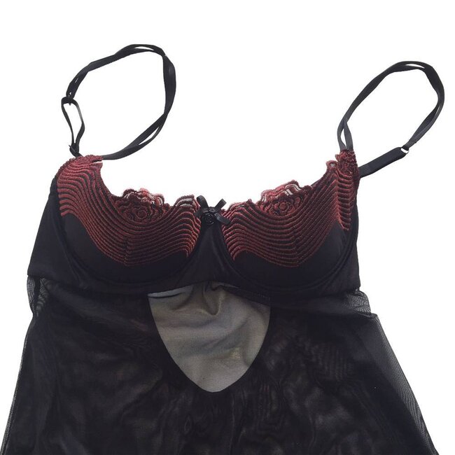 AMBRA Nachtkleid mit geformtem BH Dunes schwarz / braun