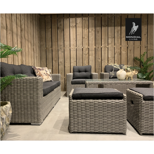 Mondial Living 6-persoons Loungeset Garonne Blended Grey | Incl. tafel