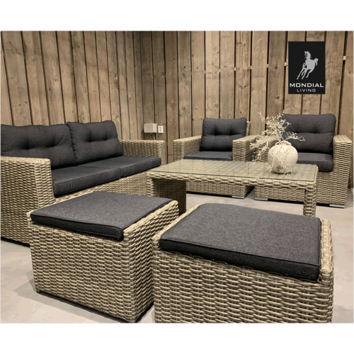 Mondial Living 6-persoons Loungeset Garonne Forest Grey | Incl. tafel