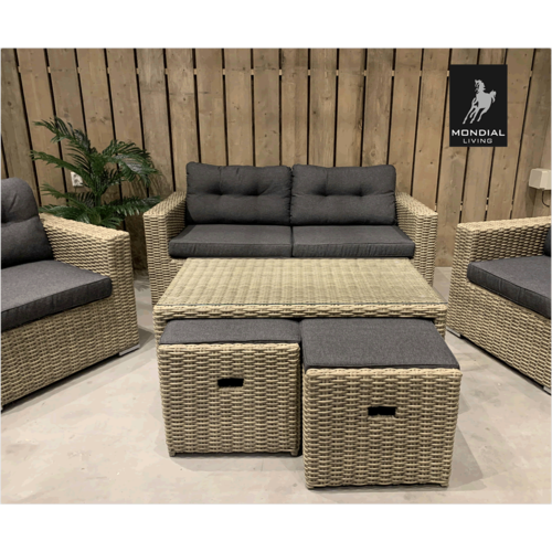 Mondial Living 6-person lounge set Garonne Forest Gray | Incl. table