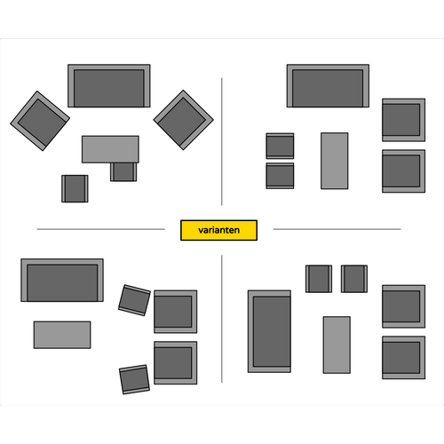 Mondial Living Ensemble de salon à 6 personnes Garonne Blended Grey | Incl. table