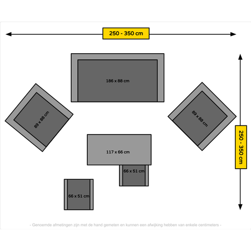 Mondial Living 6-persoons Loungeset Garonne Blended Grey | Incl. tafel