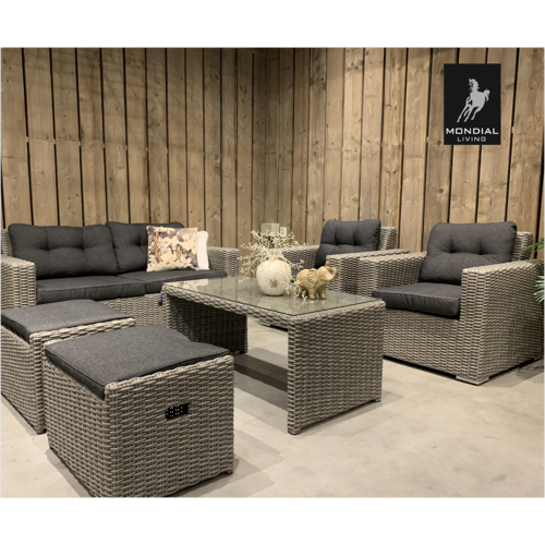 Mondial Living 6-persoons Loungeset Garonne Blended Grey | Incl. tafel