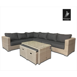 Mondial Living Ensemble de salon de 8 personnes en gris cend-cendre | Coin