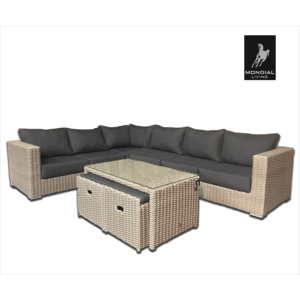 Mondial Living Lounge-Set für 8 Personen Formentera Ash Grey | Ecke gesetzt