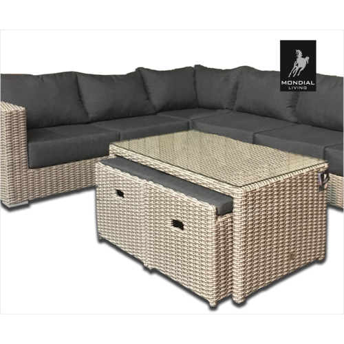 Mondial Living Ensemble de salon de 8 personnes en gris cend-cendre | Coin