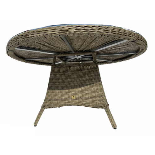 Mondial Living Garden table Paris Forest Gray ⌀150 cm | Glass table top