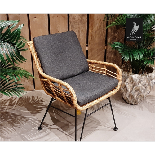 Mondial Living Chaise de restauration Carlos Bamboo | Incl. coussins