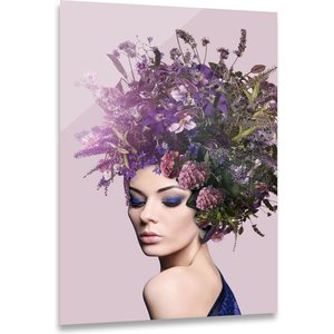 ter Halle Ter Halle® Glass painting 80 x 120 cm | Deep Purple FlowerLady