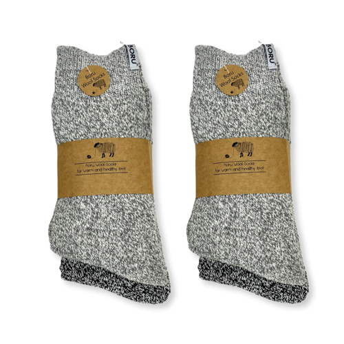 4 paires de chaussettes en laine Boru Gray - Taille 43-45