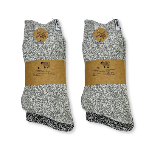 4 paires de chaussettes en laine Boru Gray - Taille 39-42