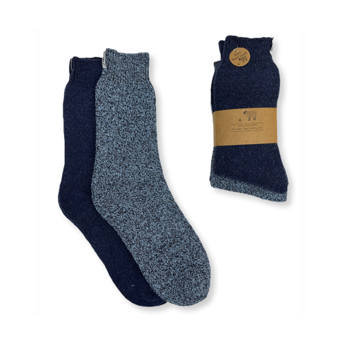 4 Paar BORU Wollsocken Blau - Größe 43-45