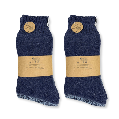 4 Paar BORU Wollsocken Blau - Größe 43-45