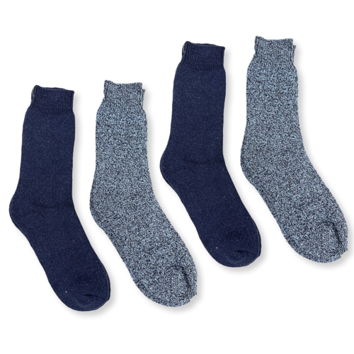 4 Paar BORU Wollsocken Blau - Größe 39-42