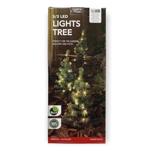 Set of 3 small artificial Christmas trees 52 cm with LED lighting