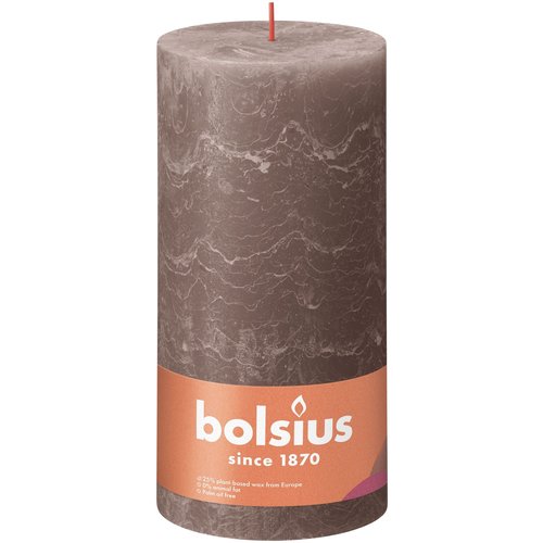 Bolsius Bolsius Stumpenkerze Rustic Taupe Ø100 mm - Höhe 20 cm - Taupe - 125 Brennstunden