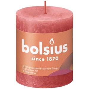 Bolsius Bolsius Stub Bandle fleur rose Ø68 mm - hauteur 8 cm - rose - 35 heures de brûlage