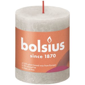 Bolsius Bolsius Stub candle Sandy Gray Ø68 mm - Height 8 cm - Sand gray - 35 burning hours