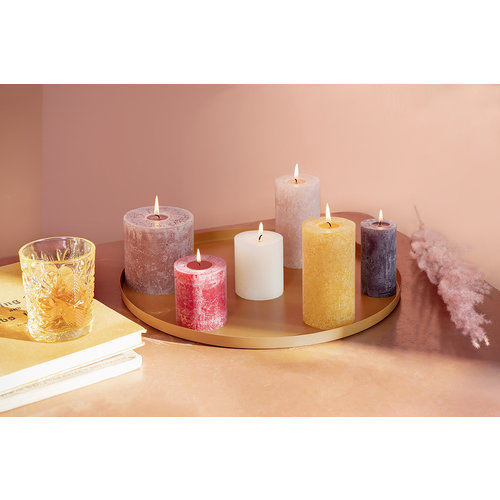 Bolsius Bolsius Stub candle Frosted Lavender Ø68 mm - Height 19 cm - Gray/Lavender - 85 burning hours