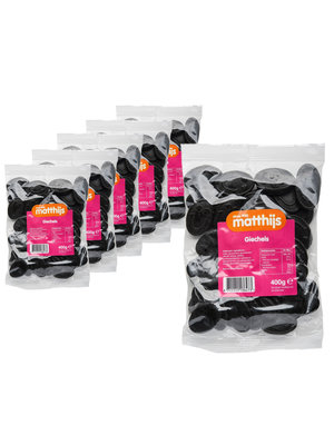 Matthijs Voordeelverpakking Snoepgoed - 6 zakken Matthijs Giechelsdrop á 400 gram