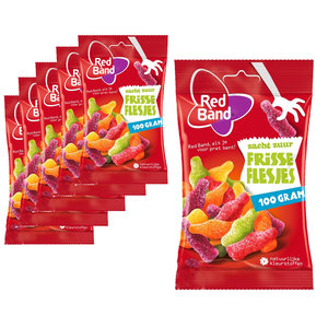 Red band Voordeelverpakking Snoepgoed - 6 zakjes Red Band Frisse Flesjes á 100 gram