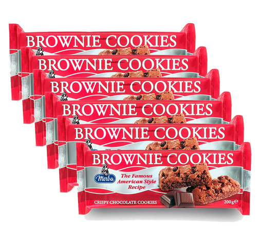 Merba Voordeelverpakking Snoepgoed - 6 verpakkingen Merba Brownie Cookies á 200 gram