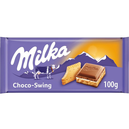 Milka Vorteilsverpackung Candy - 6 Riegel Milka Schokoriegel Swing Biscuit á 100 Gramm