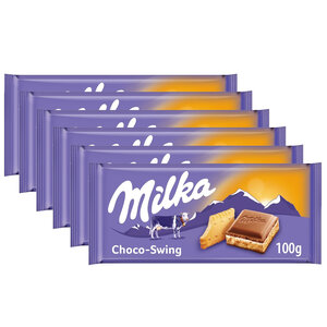 Milka Vorteilsverpackung Candy - 6 Riegel Milka Schokoriegel Swing Biscuit á 100 Gramm