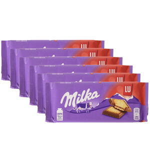 Milka Advantage Package Sweets - 6 bandes de Mila Chocolate Bar Lu Á 87 grammes