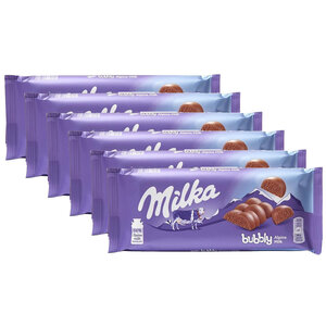 Milka Vorteilsverpackung Candy - 6 Riegel Milka Schokoriegel Bubbly á 100 Gramm