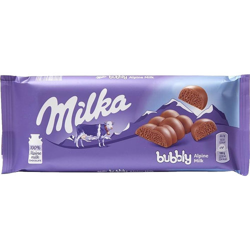 Milka Vorteilsverpackung Candy - 6 Riegel Milka Schokoriegel Bubbly á 100 Gramm