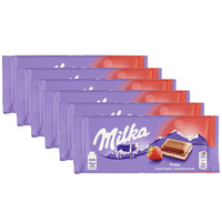 Voordeelverpakking Snoepgoed - 6 repen Milka chocoladereep Aardbei á 100 gram