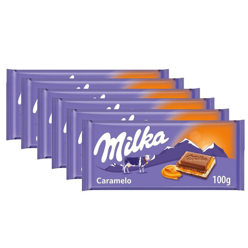 Milka Voordeelverpakking Snoepgoed - 6 repen Milka chocoladereep Caramel á 100 gram