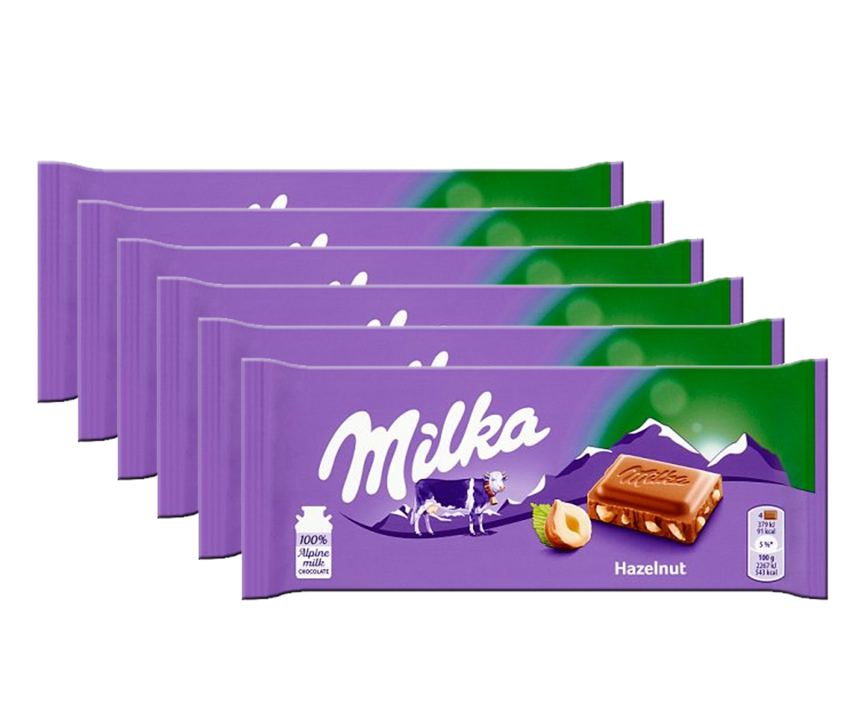 Avantage Emballage Soudoux - 6 bandes de noisette de la barre de chocolat  Milka à 100 grammes